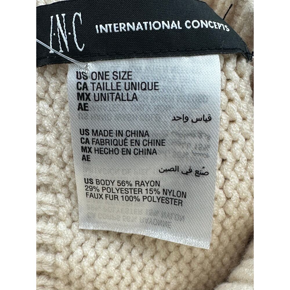 INC International Concepts Women's Embellished Pom Pom Beanie - Ivory - Picture 4 of 4